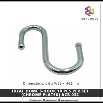 Ideal Home S-Hook 10PCS Per set (Chrome Plated) ACB-032