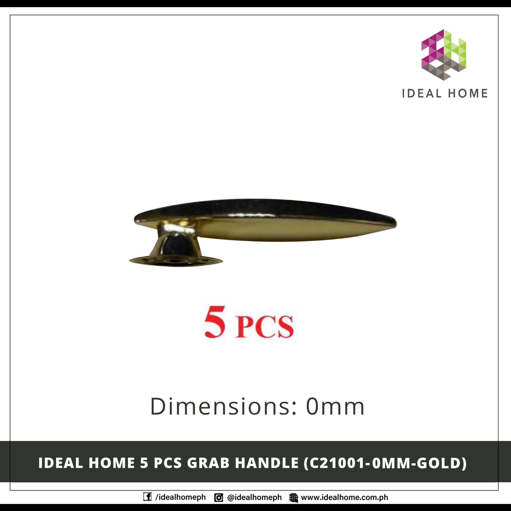 Ideal Home 5 PCS Grab Handle (C21001-0mm-GOLD)
