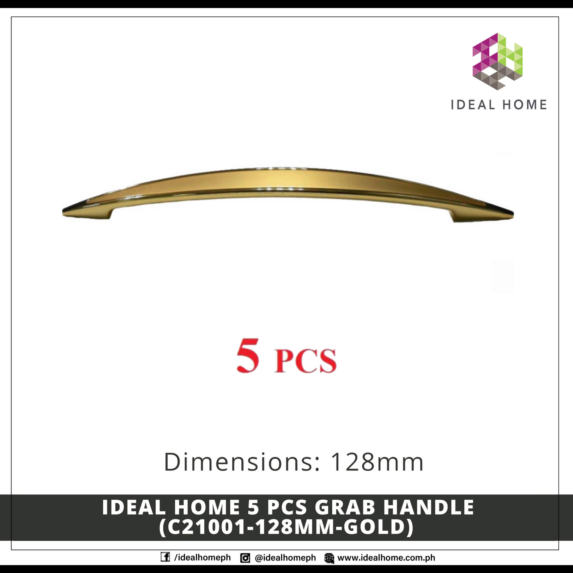 Ideal Home 5 PCS Grab Handle (C21001-128mm-GOLD)