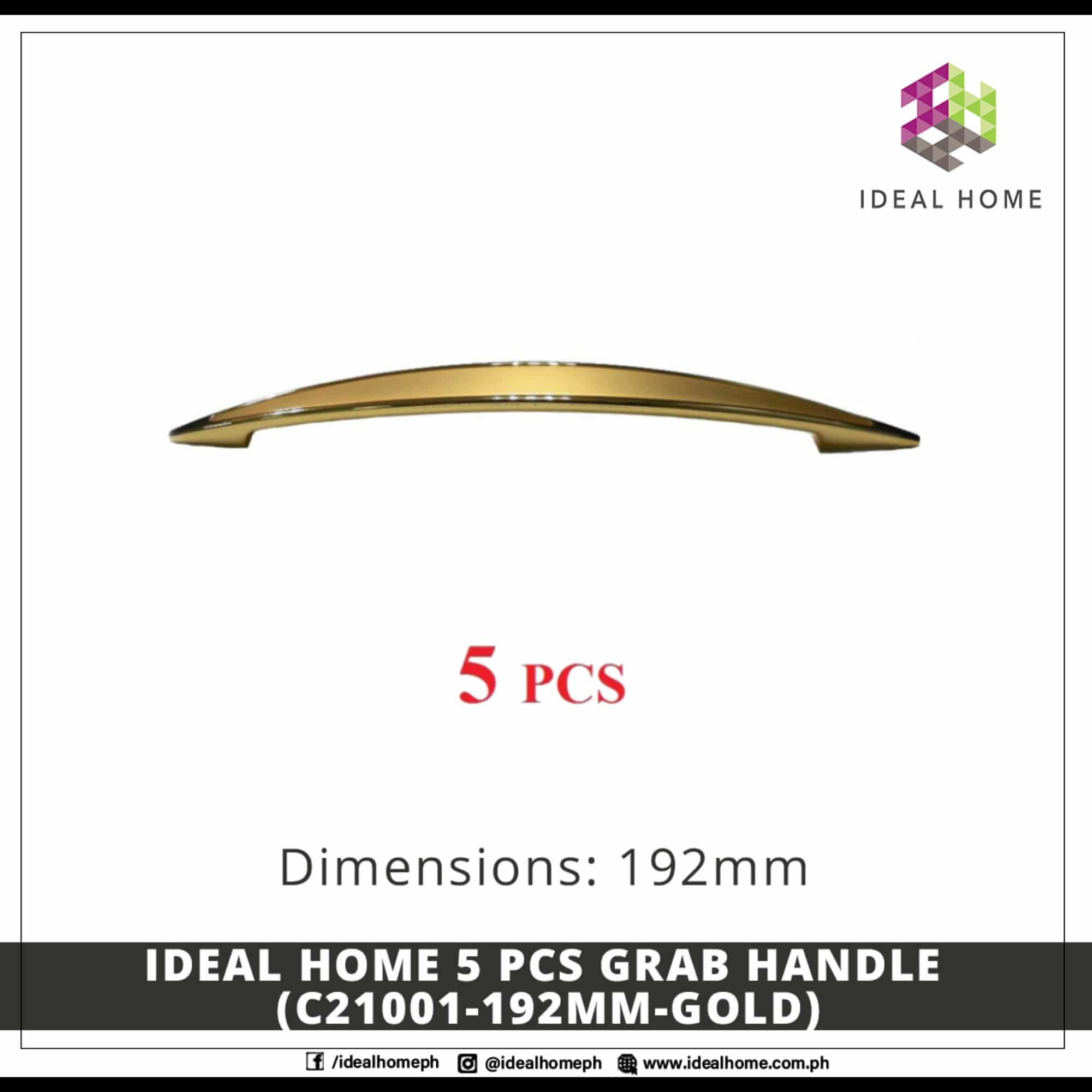 Ideal Home 5 PCS Grab Handle (C21001-192mm-GOLD)