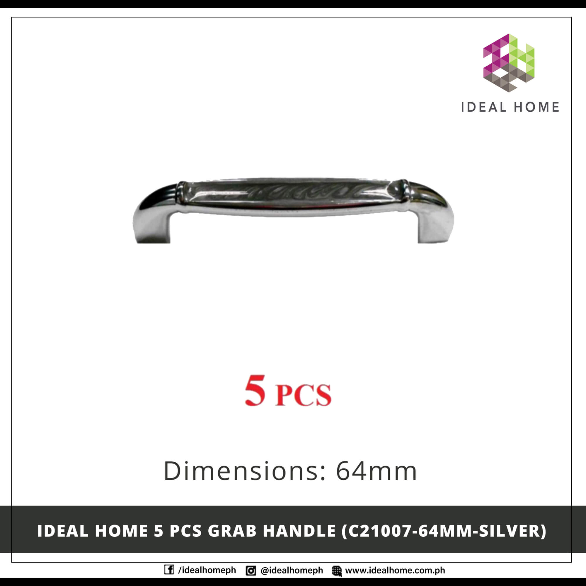 5 PCS Grab Handle (C21007-64mm-SILVER)