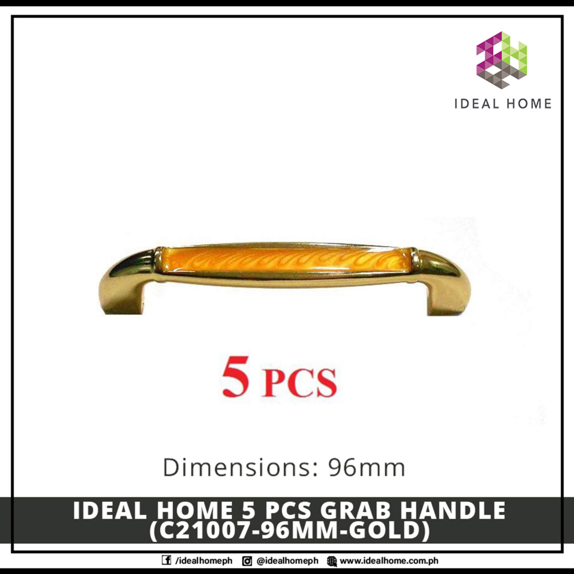 Ideal Home 5 PCS Grab Handle (C21007-96mm-GOLD)