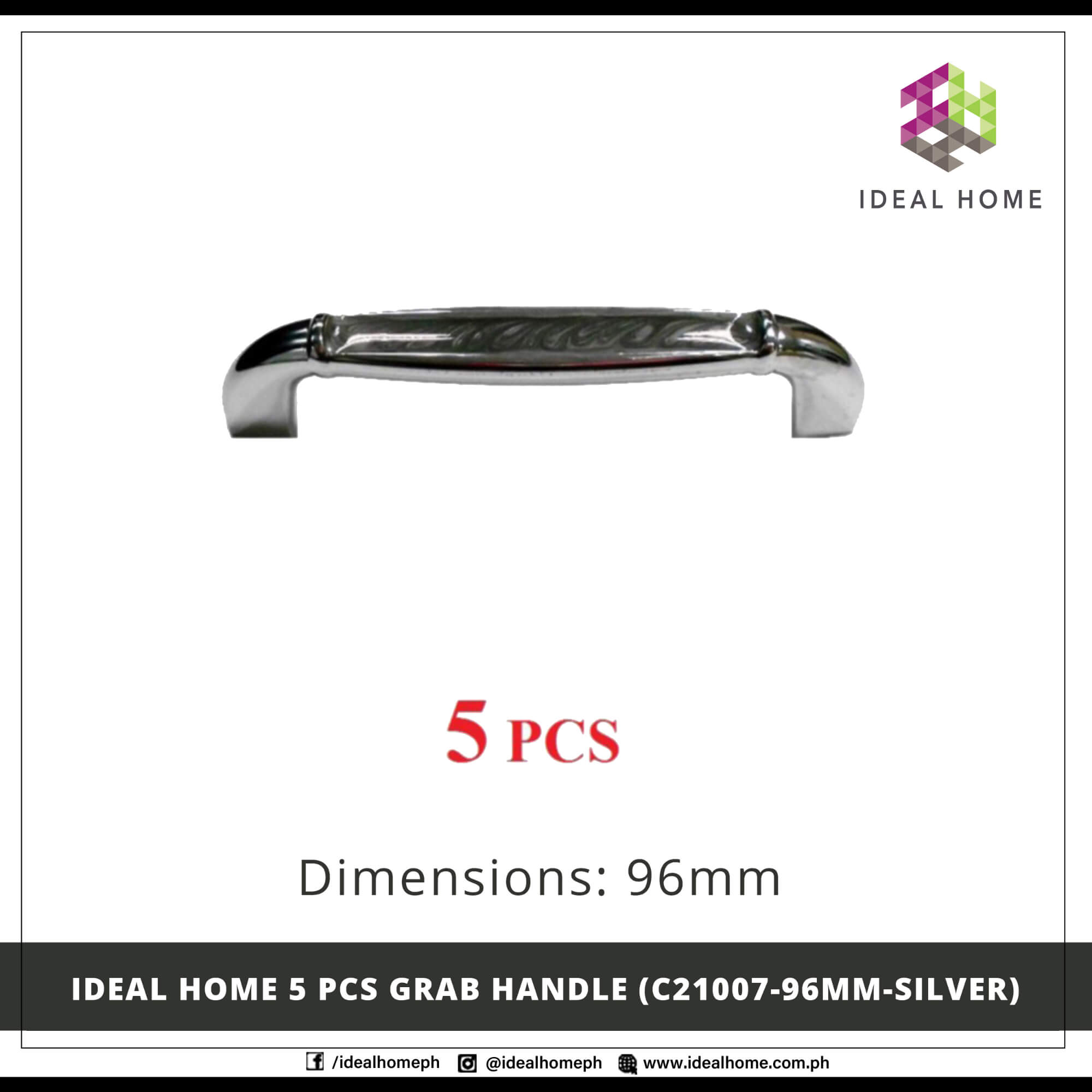 5 PCS Grab Handle (C21007-96mm-SILVER)